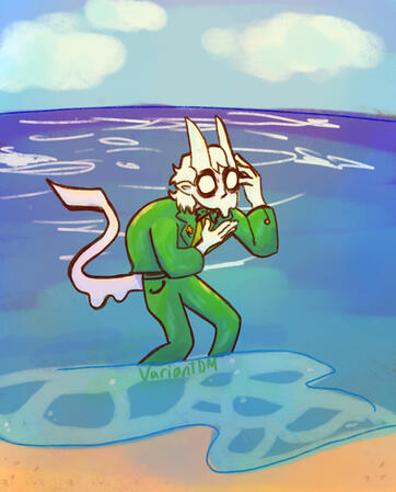 A scene where a changeling is melting trying to hold form in the ocean